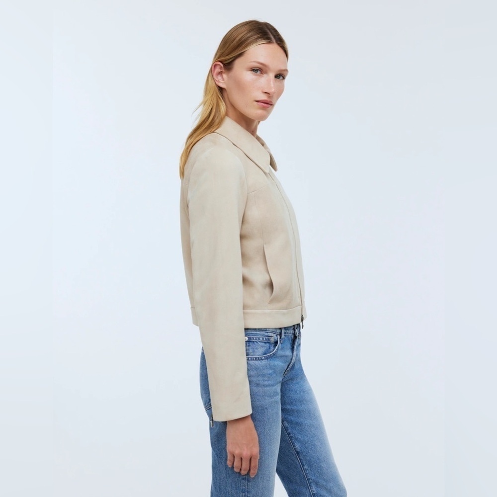 Madewell Shrunken Zip-Front Jacket in Suede NO887 - Picture 3 of 7